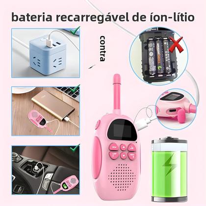 Imagem de Walkie Talkies Recarregáveis Para Crianças, Pacote Com 2, 22 Canais, Alcance De 3KM, Rádio