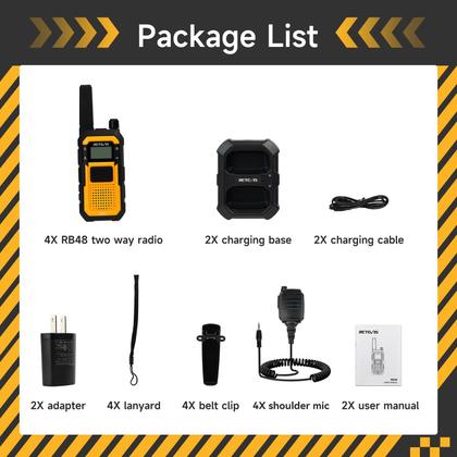 Imagem de Walkie Talkies Retevis RB48 à prova d'água IP67 de longo alcance, pacote com 4 unidades