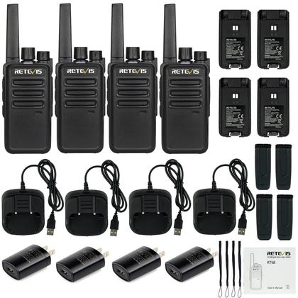 Imagem de Walkie Talkies Retevis RT68 de longo alcance 1200mAh, pacote com 4