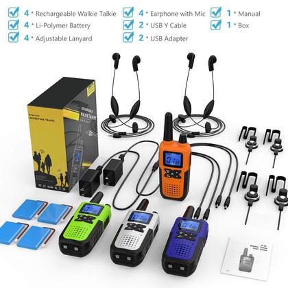 Imagem de Walkie Talkies Topsung - Pacote com 4 Unidades Recarregáveis de Longo Alcance