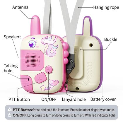 Imagem de Walkie Talkies Unicórnio para Meninas - Pacote com 2 - Brinquedo para Crianças de 3 a 10 Anos