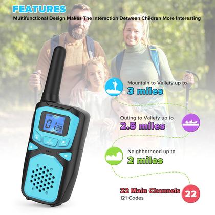 Imagem de Walkie Talkies WokTok Recarregáveis para Crianças e Adultos - Alcance de 4,8 Milhas (4 Unidades)