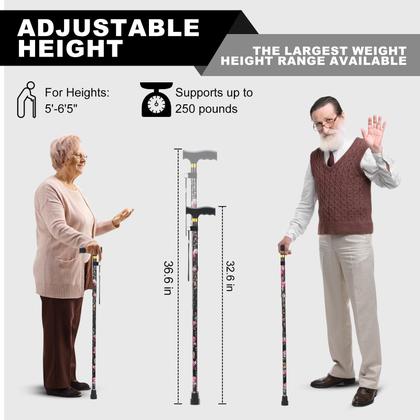 Imagem de Walking Cane Parlora Dobrável Leve Dobrável Preto