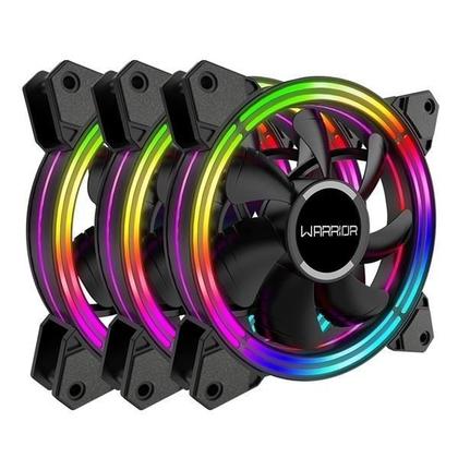 Imagem de Warrior Cedric Kit 3 Cooler 120mm Rgb Com Controle Multilaser - Ga184