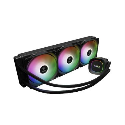 Imagem de Water cooler 360mm gamdias aura gl 360 lite, argb, black  aura gl360 lite