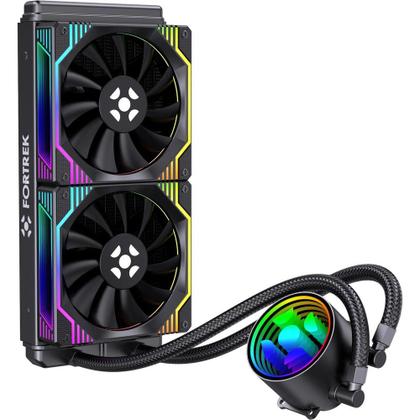 Imagem de Water Cooler Fortrek Breezy 240mm, Preto, ARGB, 2 Fans, AMD e Intel