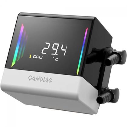 Imagem de Water Cooler Gamdias Chione E4-240 WH, ARGB, 240mm, Display Digital, Intel-AMD, White