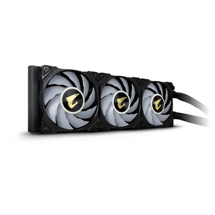 Imagem de Water Cooler Gigabyte Aorus 360, RGB, 360mm, AMD/Intel, com Display LCD, Preto - GP-AORUS WATERFORCE X II 360