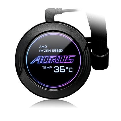 Imagem de Water Cooler Gigabyte Aorus 360, RGB, 360mm, AMD/Intel, com Display LCD, Preto - GP-AORUS WATERFORCE X II 360