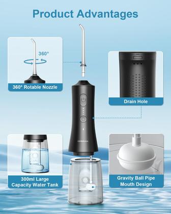 Imagem de Water Flosser Operan atualizado, 300 ml, sem fio, recarregável