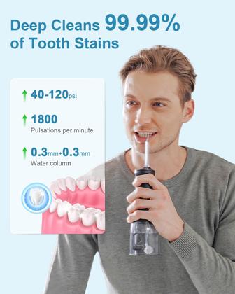 Imagem de Water Flosser Operan atualizado, 300 ml, sem fio, recarregável