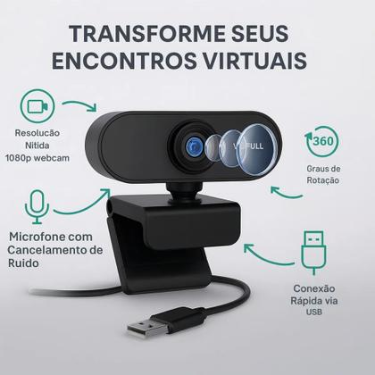 Imagem de Webcam 1080P Full Hd Câmera Computador Microfone Embutido - Envio Rápido