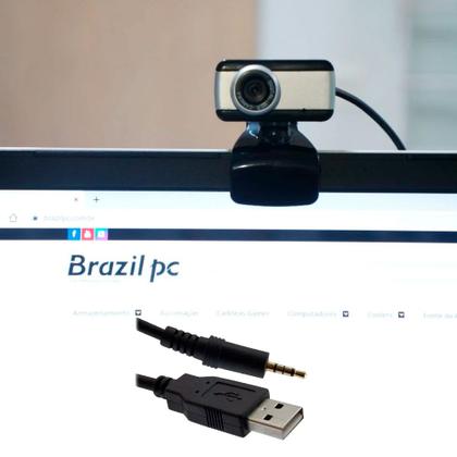 Imagem de Webcam BrazilPC V4 1.0 M USB Com Microfone Preto Prata
