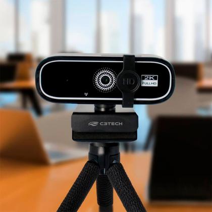 Imagem de Webcam C3TECH WB-200BK Quad HD 2K, com Microfone, Plug and Play USB 2.0, 30FPS - Preto