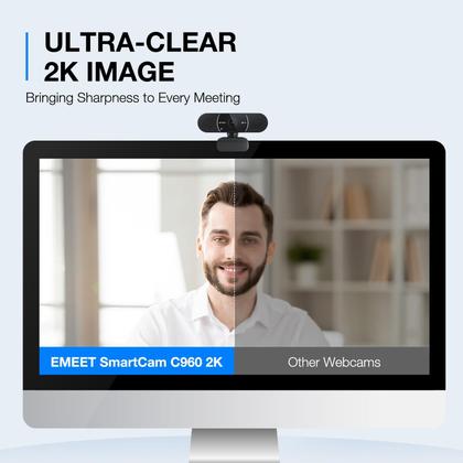 Imagem de Webcam EMEET C960 2K QHD com microfone e capa de privacidade