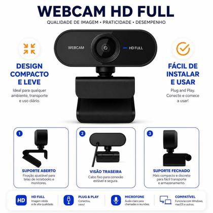 Imagem de Webcam Full HD 1080P para Empresas Home Office e Escritório