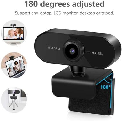 Imagem de Webcam Full HD 1080x1920p 2MP USB Plug Play Microfone Embutido Câmera Computador