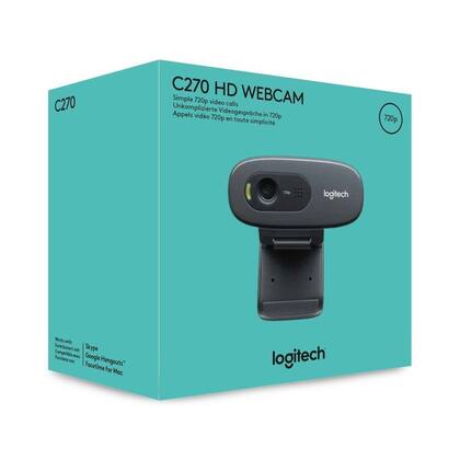 Imagem de Webcam HD Logitech C270, 720p, 30 FPS, Microfone Integrado, USB 2.0 - 960-000694