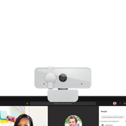 Imagem de Webcam Lenovo 300 Full HD Com 2 Microfones Integrados 1080p 30fps USB Cinza Claro GXC1E71383