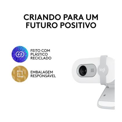 Imagem de Webcam Logitech Brio 100 Full HD 30 FPS, Microfone, USB-A, Correção Automática, Branco - 960-001615