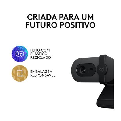 Imagem de Webcam Logitech Brio 100 Full HD 30 FPS, Microfone, USB-A, Correção Automática, Grafite - 960-001586