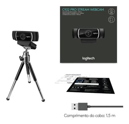Imagem de Webcam Logitech C922 Pro Stream Full HD Com Microfone Embutido 1080p e Tripé Incluso