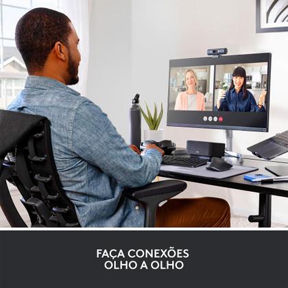 Imagem de Webcam + Suporte Logitech Brio 500 Full HD, 1080p, 30 FPS, com Microfones Duplos, USB, Suporte Incluso, Grafite - 960-001412