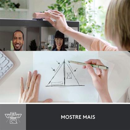 Imagem de Webcam + Suporte Logitech Brio 500 Full HD, 1080p, 30 FPS, com Microfones Duplos, USB, Suporte Incluso, Rosa - 960-001418