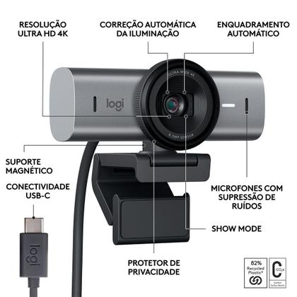 Imagem de Webcam Ultra HD 4K Logitech MX Brio Redução de Ruído USB-C