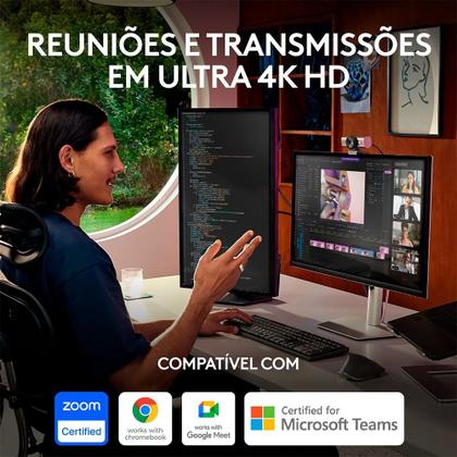 Imagem de Webcam Ultra HD 4K Logitech MX Brio Redução de Ruído USB-C