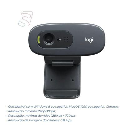Imagem de Webcam Videochamada HD 720p Com Microfone Embutido C270 - Logitech