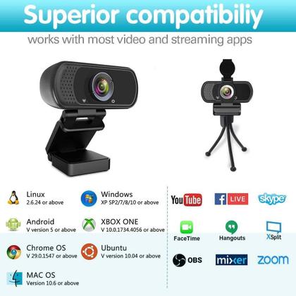 Imagem de Webcam ZIQIAN HD 1080p com microfone estéreo para PC/laptop