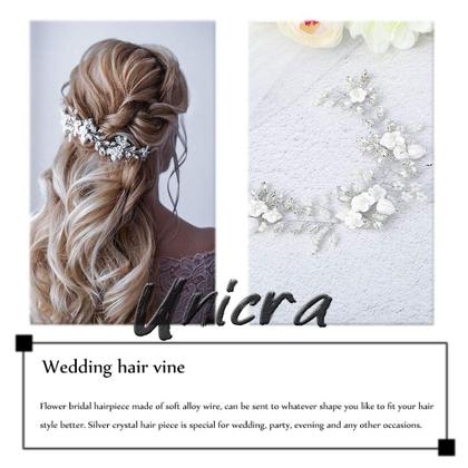 Imagem de Wedding Hair Vine Unicra Bride Flower Pearls Crystal Silver