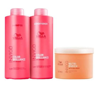 Imagem de Wella Professionals Invigo Color Brilliance shampoo+condicionador 1L+ Masc Nutri-Enrich 500g