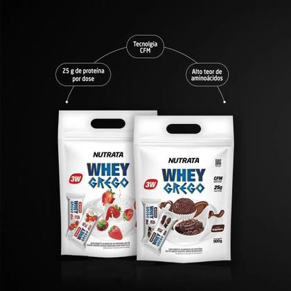 Imagem de Whey Grego 3W (REFIL) - Sabor Morango com Chantilly 900g - Nutrata