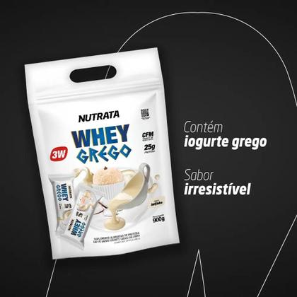 Imagem de Whey Grego 3W (REFIL) - Sabor Morango com Chantilly 900g - Nutrata