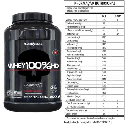 Imagem de Whey Protein 100% HD Pure 900g Pote BLACK SKULL ( Isolado - Hidrolisado - Concentrado ) Suplemento de Proteína