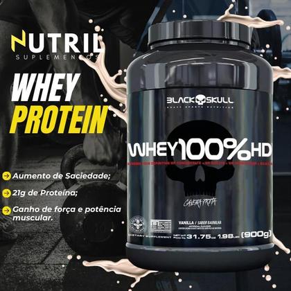 Imagem de Whey Protein 100% HD Pure 900g Pote BLACK SKULL ( Isolado - Hidrolisado - Concentrado ) Suplemento de Proteína