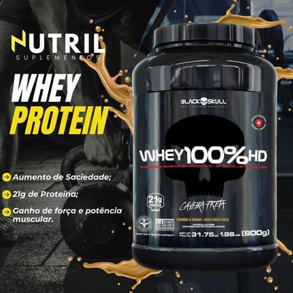 Imagem de Whey Protein 100% HD Pure POTE 900g + COQUETELEIRA 600ml - Kit Black Skull Whey 100% HD 3W Isolado - Hidrolisado - Concentrado + SHAKEIRA