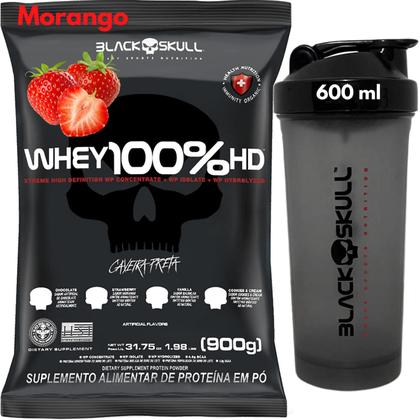 Imagem de Whey Protein 100% HD REFIL + Coqueteleira 600ml - Kit Black Skull Whey Isolado Concentrado Hidrolisado + Shakeira 600ml