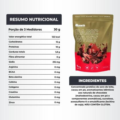 Imagem de Whey Protein Basic 1Kg + Vitamina C 120 Caps Growth