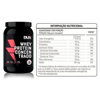 Imagem de Whey Protein Concentrado - 900g - Sem Sabor - Dux Nutrition
