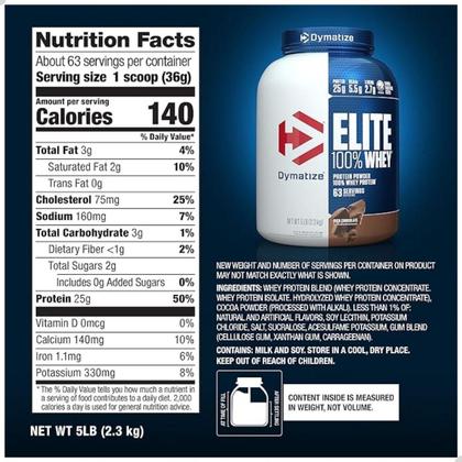 Imagem de Whey Protein Elite 100% Powder 2,3Kg 5Lbs Dymatize
