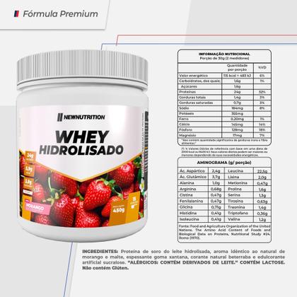 Imagem de Whey Protein Hidrolisado 450g Morango - 100% Proteína Hidrolisada  - NEWNUTRITION