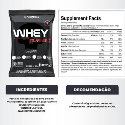 Imagem de Whey Protein Turbo 907g + Beta Alanina 100g Black Skull