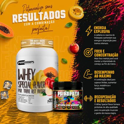 Imagem de Whey Protein Zero Açúcar Special Flavor 840g e Pré Treino Psikopata 100g  Combo Definição E Força Máxima