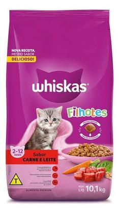 Imagem de Whiskas Gatos Filhotes Ração Sabor Carne E Leite Saco 10.1kg