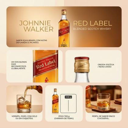 Red Albel Whisky Johnnie Walker Red Label 750ml Blend Escocês com Mais de 30 ...