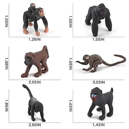 Imagem de Wild Life Jungle Animal Modelo Playsets 6 PCS Mini Monkey Figurines Gorilla Mandrill Babuínos Macacos Macacos De Ação Figura Brinquedo para Crianças Crianças Decoração Presente