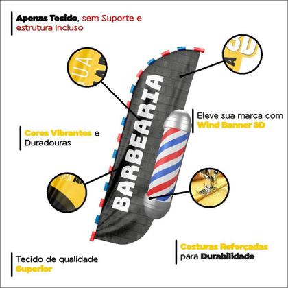 Imagem de Wind Banner 3D Barbearia Dupla Face Somente Tecido Tamanho